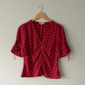 Madewell Daylight Tie-Sleeve Top in Polka Dot